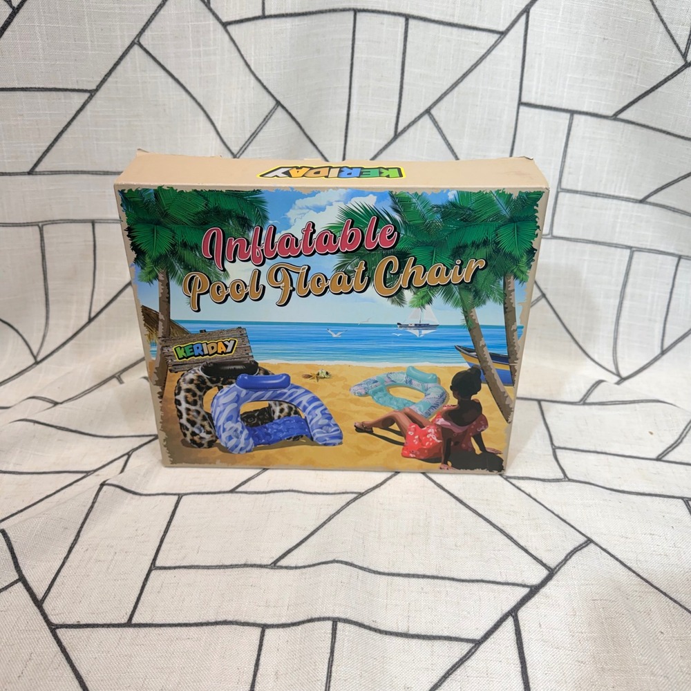 Keriday‎ Inflatable Pool Float Chair OS Blue Ripple Animal Print Lounger
